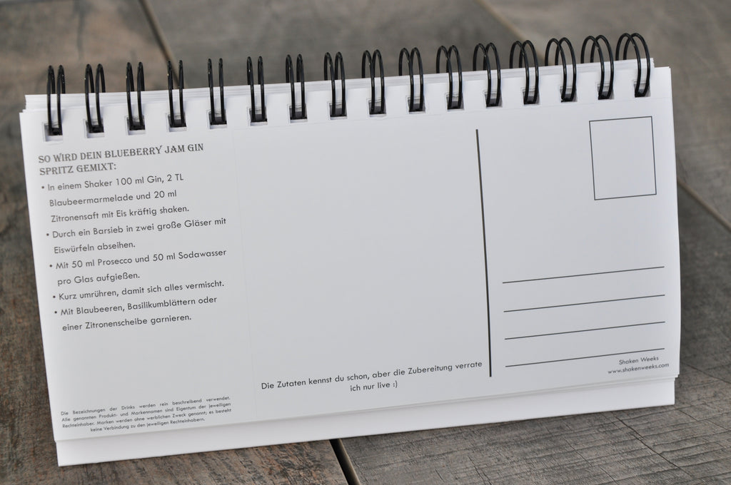 „Shaken Weeks“ – Wochen-Tischkalender mit 53 Rezept-Postkarten